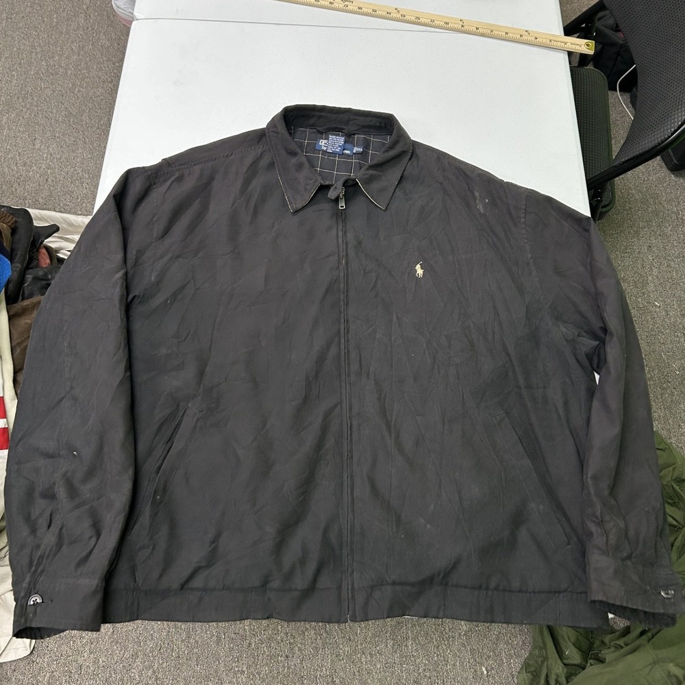Polo Ralph Lauren Harrington Jacket Mens XXL Black Embroidered Pony Zip Up